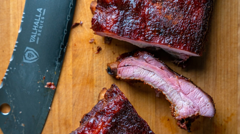 Slow-roasted charcoal broiled ribs